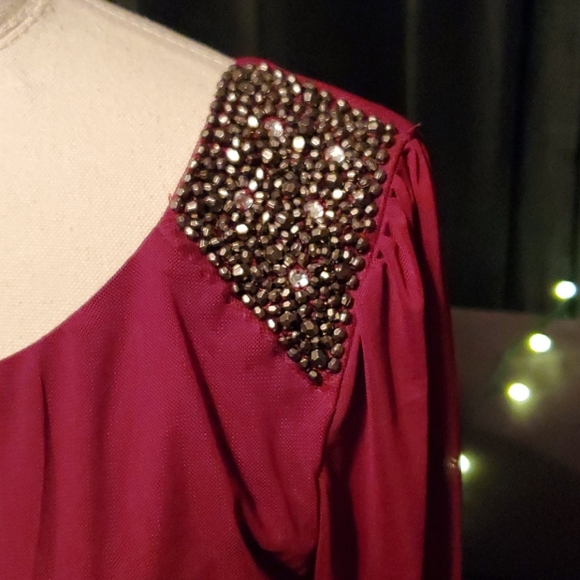 Maurices burgundy statement shoulder blouse - Picture 3 of 9